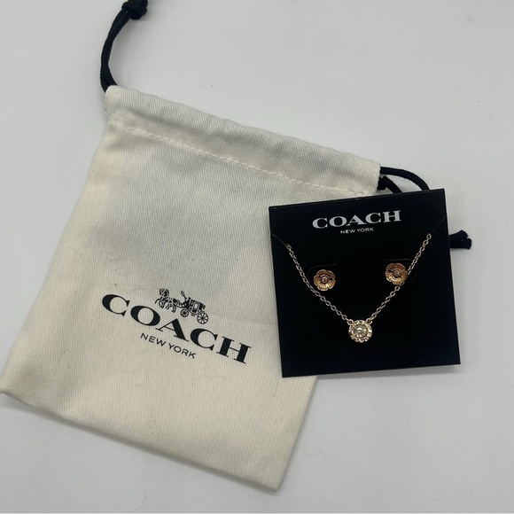 Coach Gold Necklace and Earring Set - Picture 1 of 1
